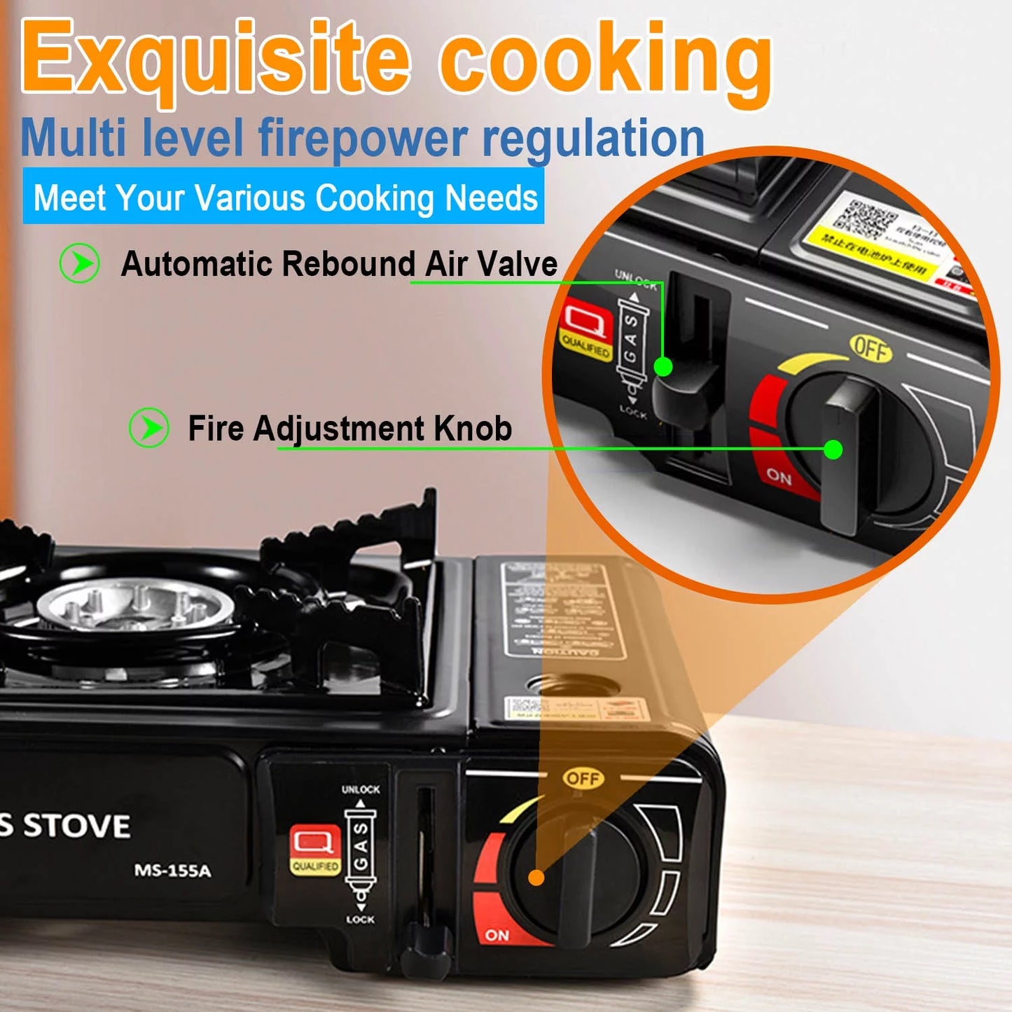 Portable Camping Stove,Butane Stove with Wind Baffle,Portable Camping Stove for Outdoor Cooking, with Carrying Case Great for Emergency Preparedness Kit