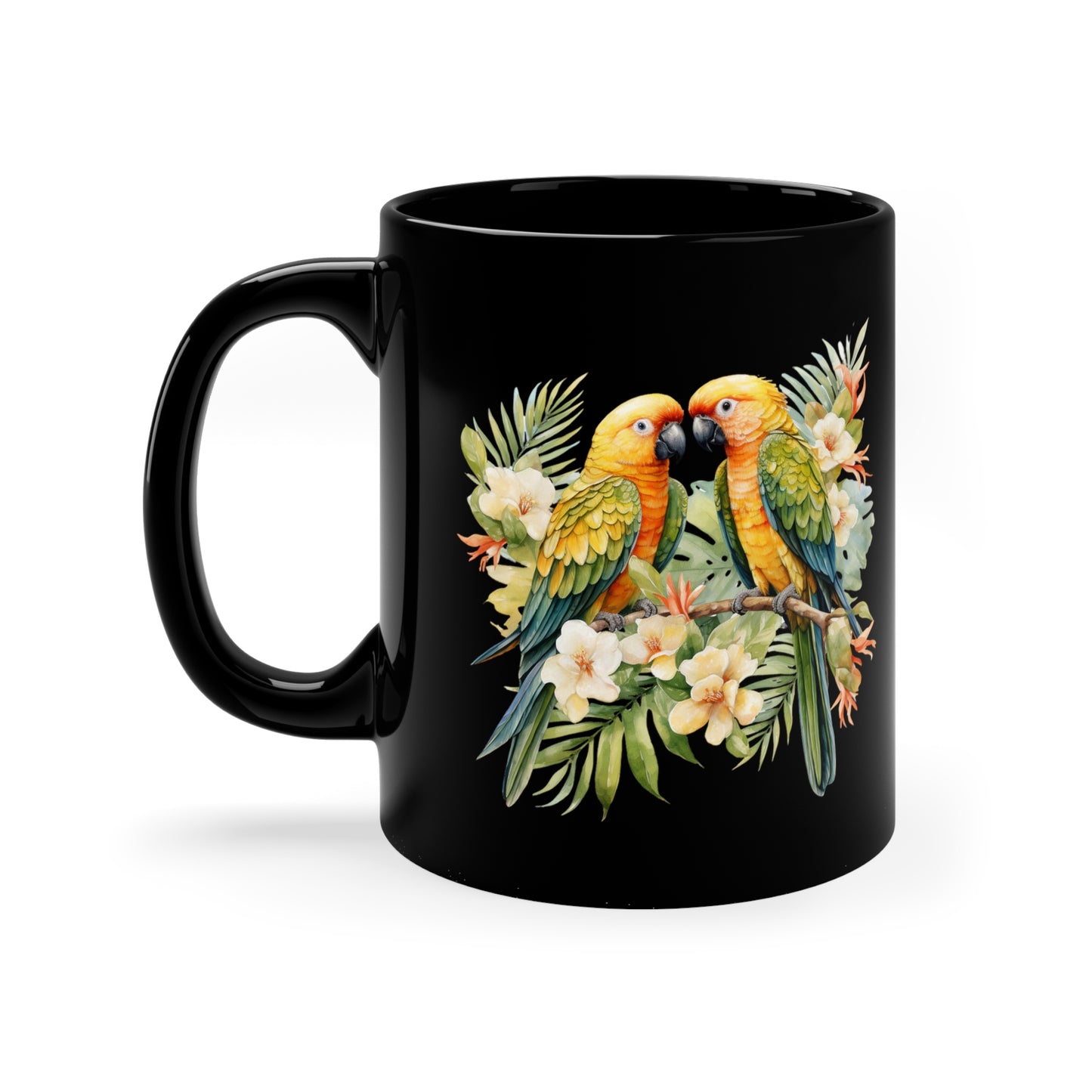 Yellow Tropical Birds - 11oz Black Mug
