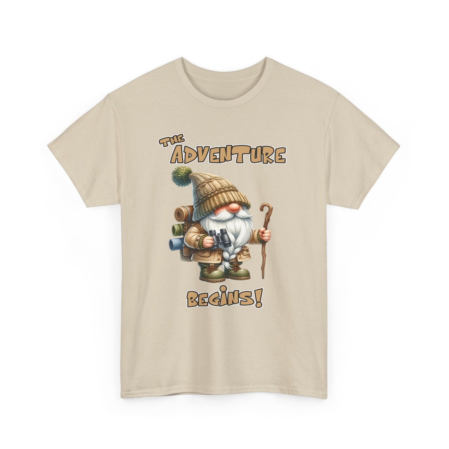 Camping Gnome - The Adventure Begins - Heavy Cotton Tee