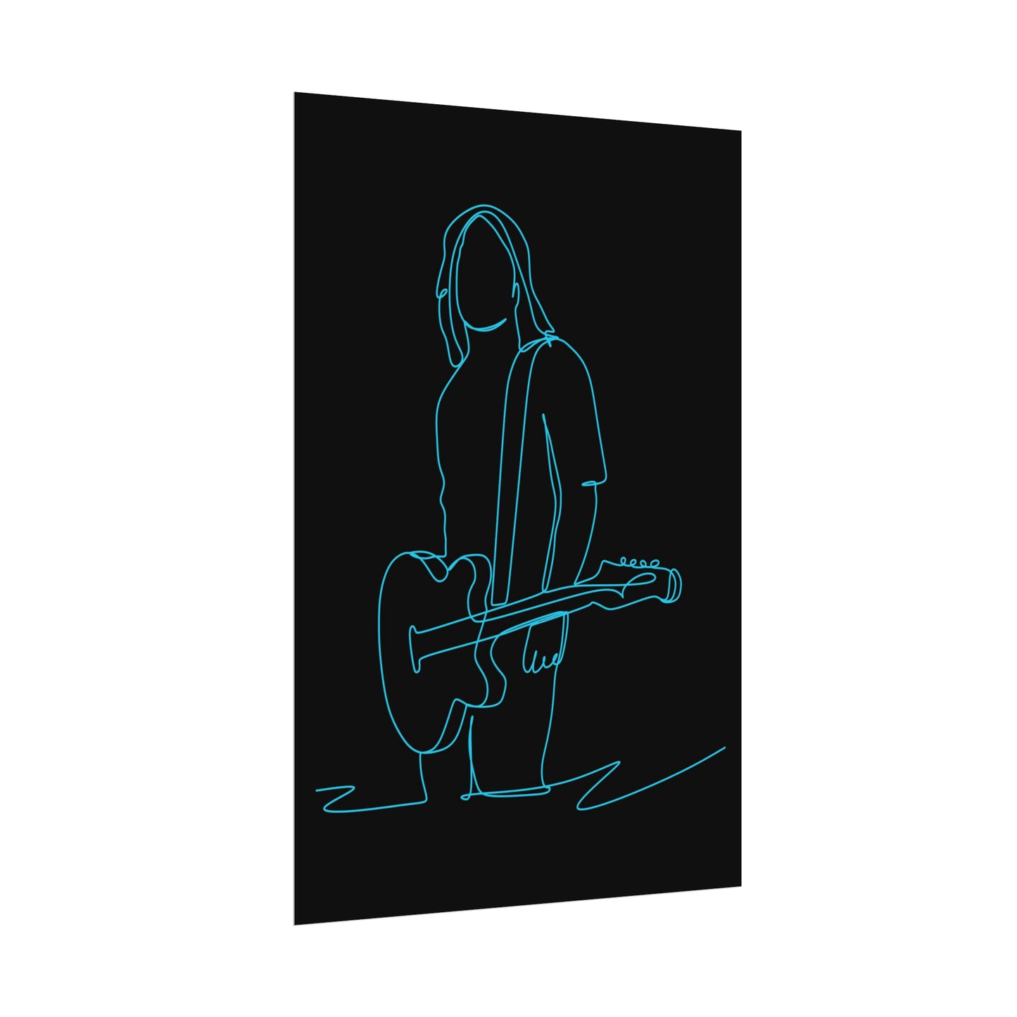 Guitarist Line Drawing - Rolled Poster