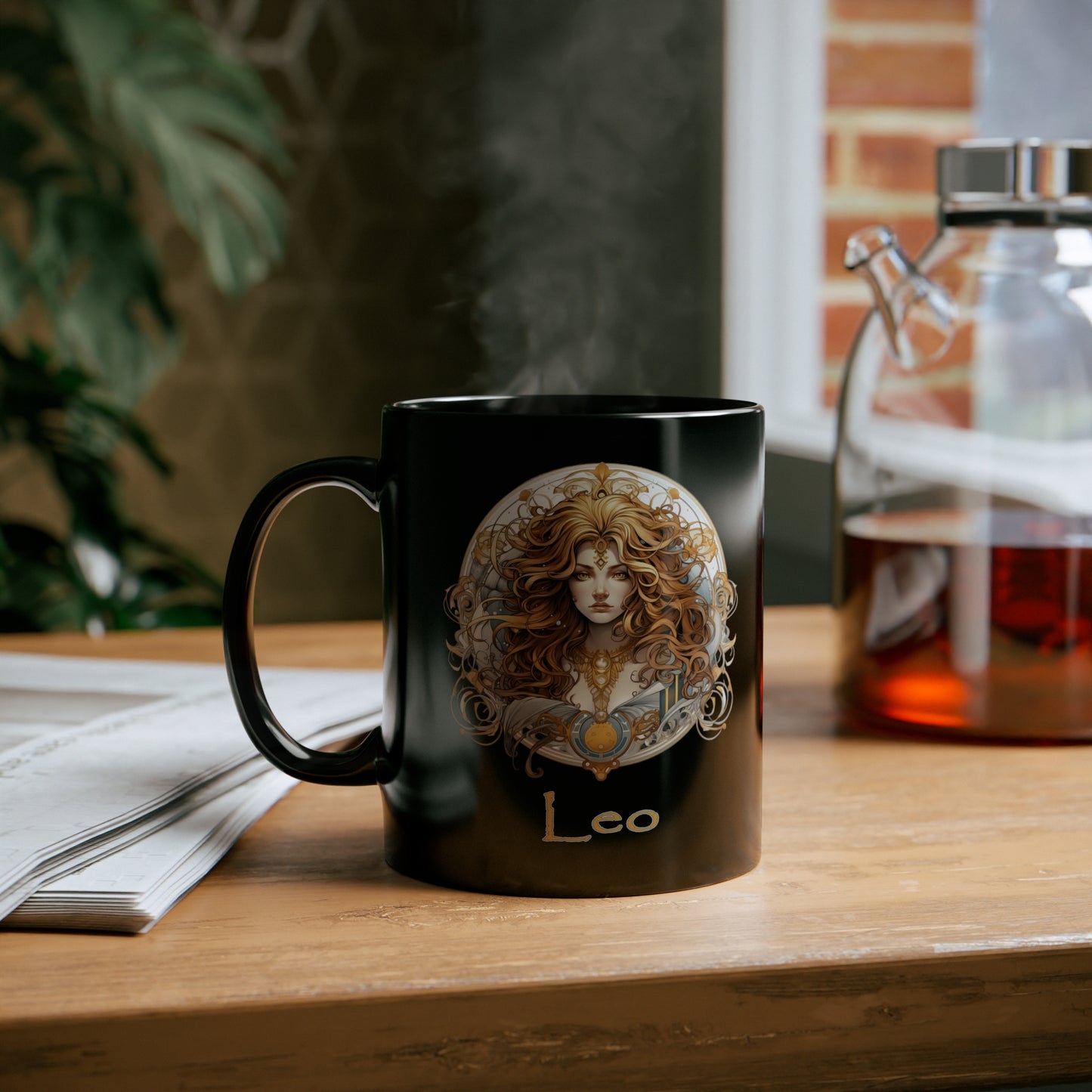 Leo Elegant - 11oz Black Mug