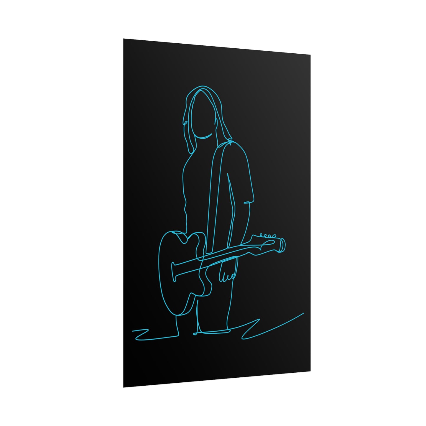 Guitarist Line Drawing - Rolled Poster