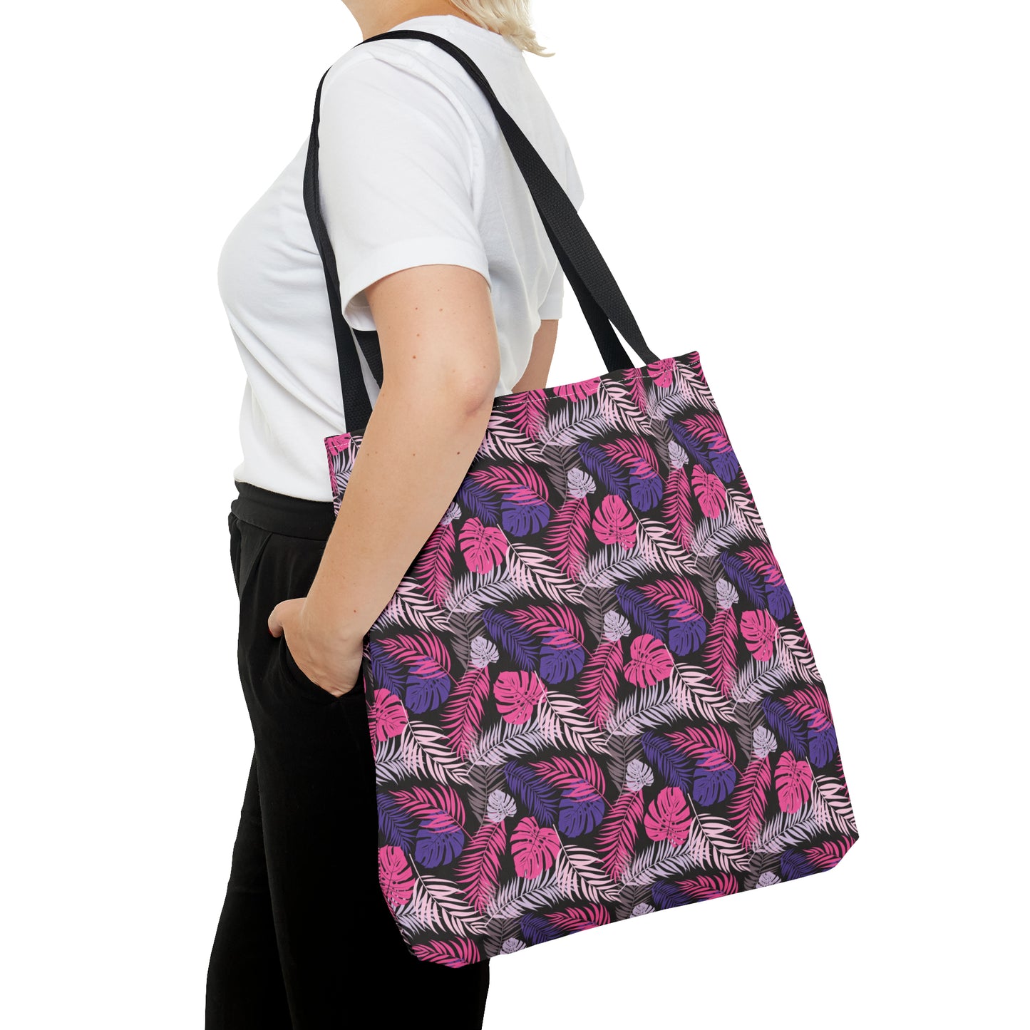 Pink and Purple Palm Leaves - Tote Bag