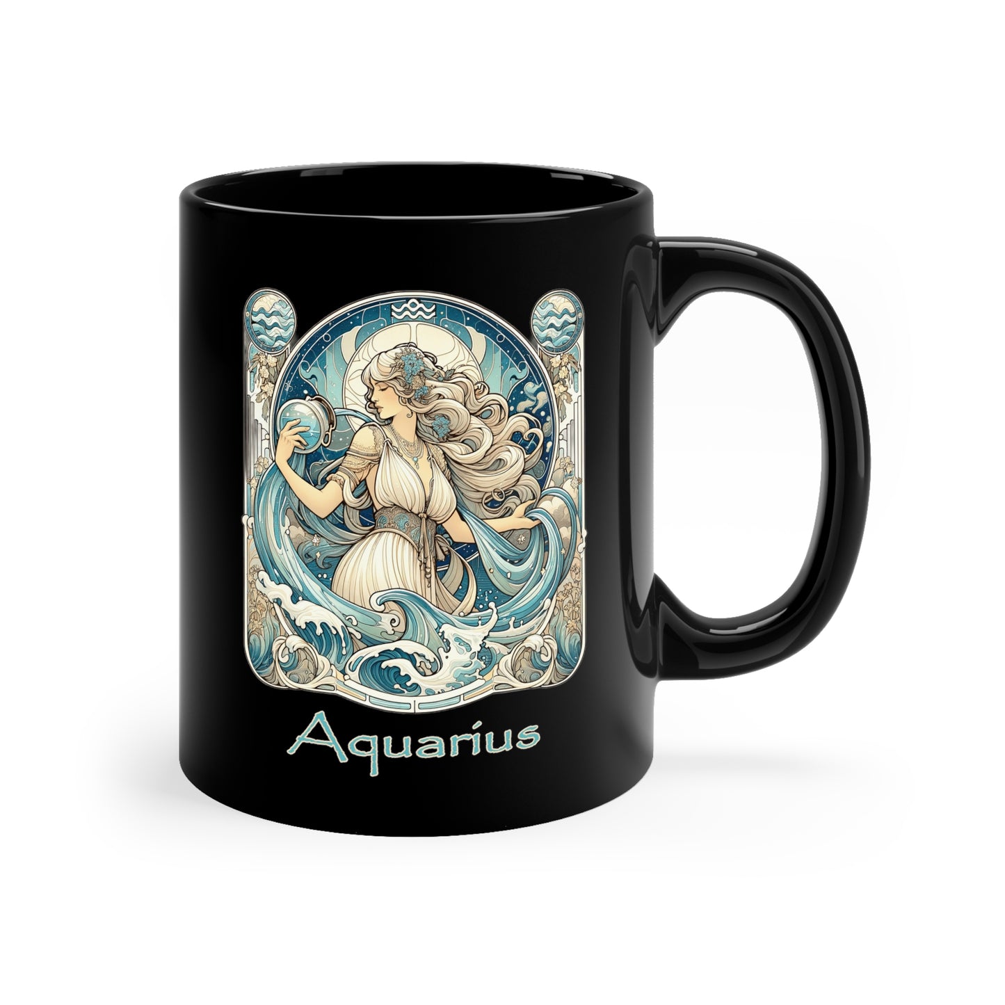 Aquarius Elegant - 11oz Black Mug