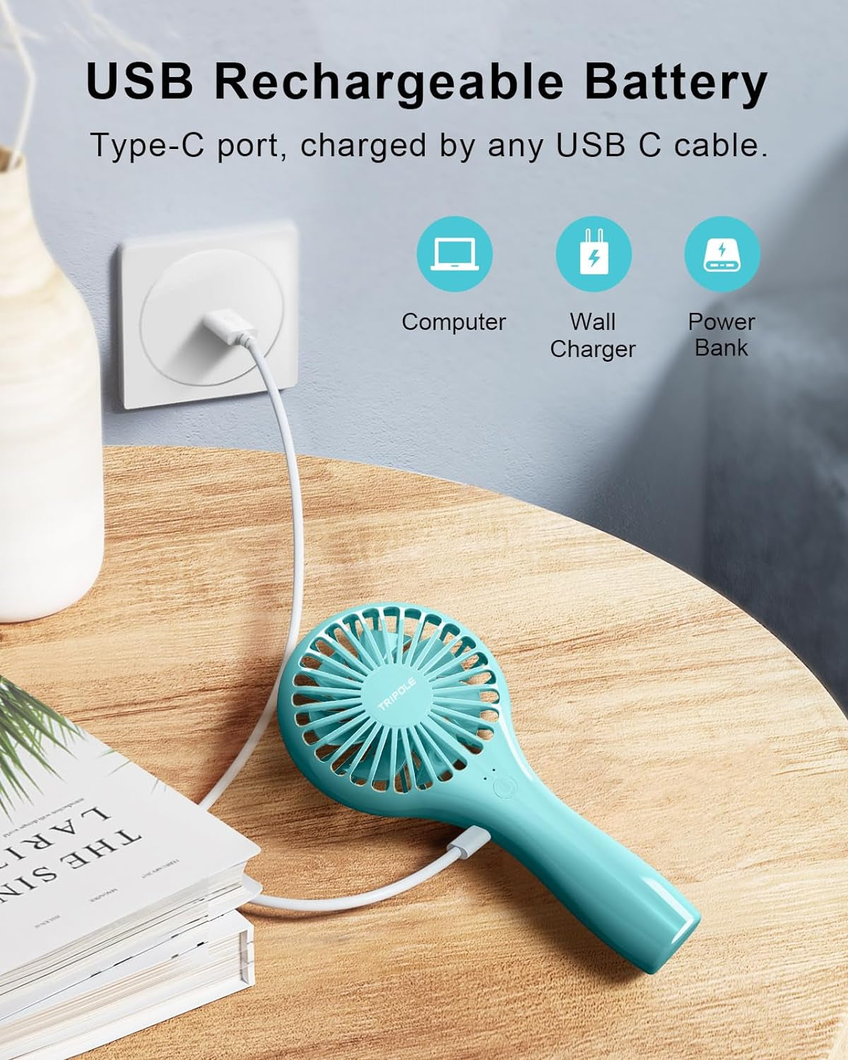 Mini Handheld Fan - Portable, USB Rechargeable, Speed Adjustable, Cute Design for Kids, Girls, Women & Men - Powerful Personal Fan for Indoor, Outdoor & Travel Use
