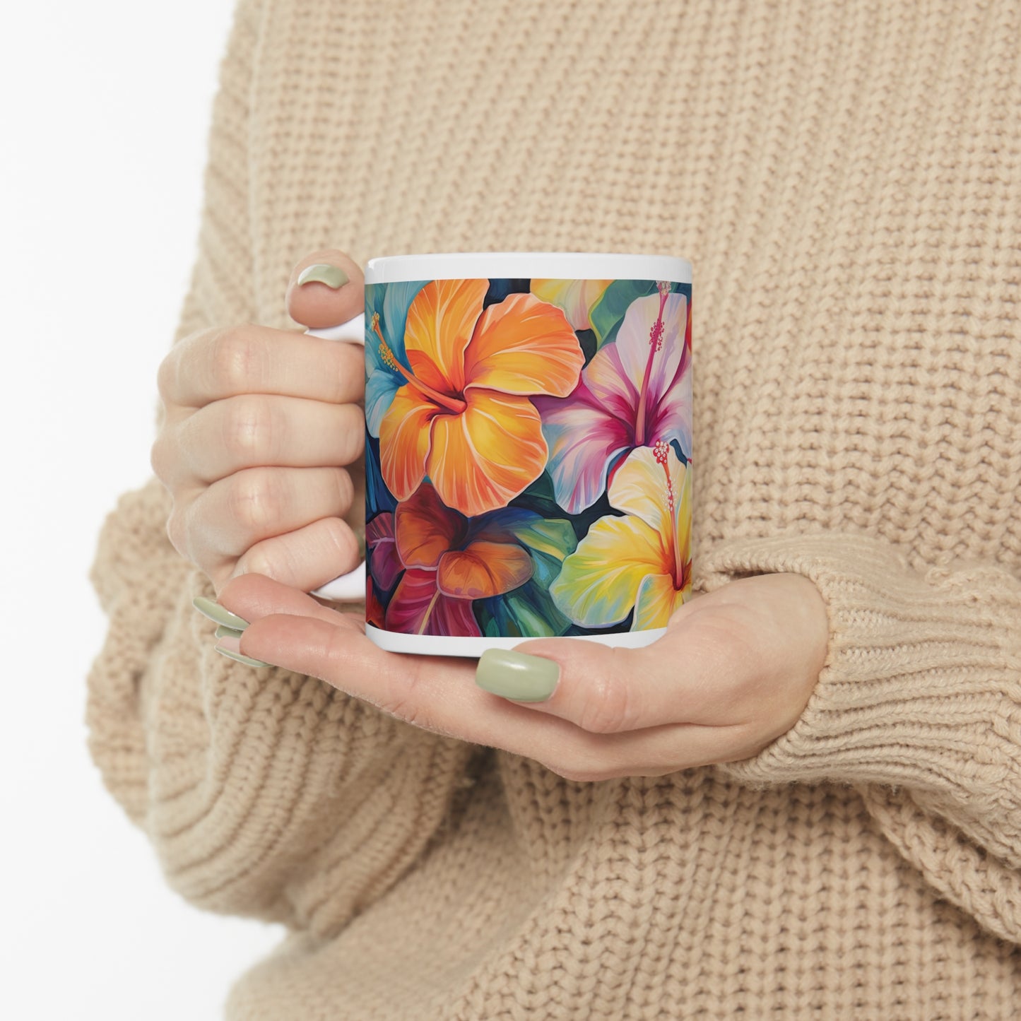 Colorful Hibiscus Flowers - Ceramic Mug 11oz