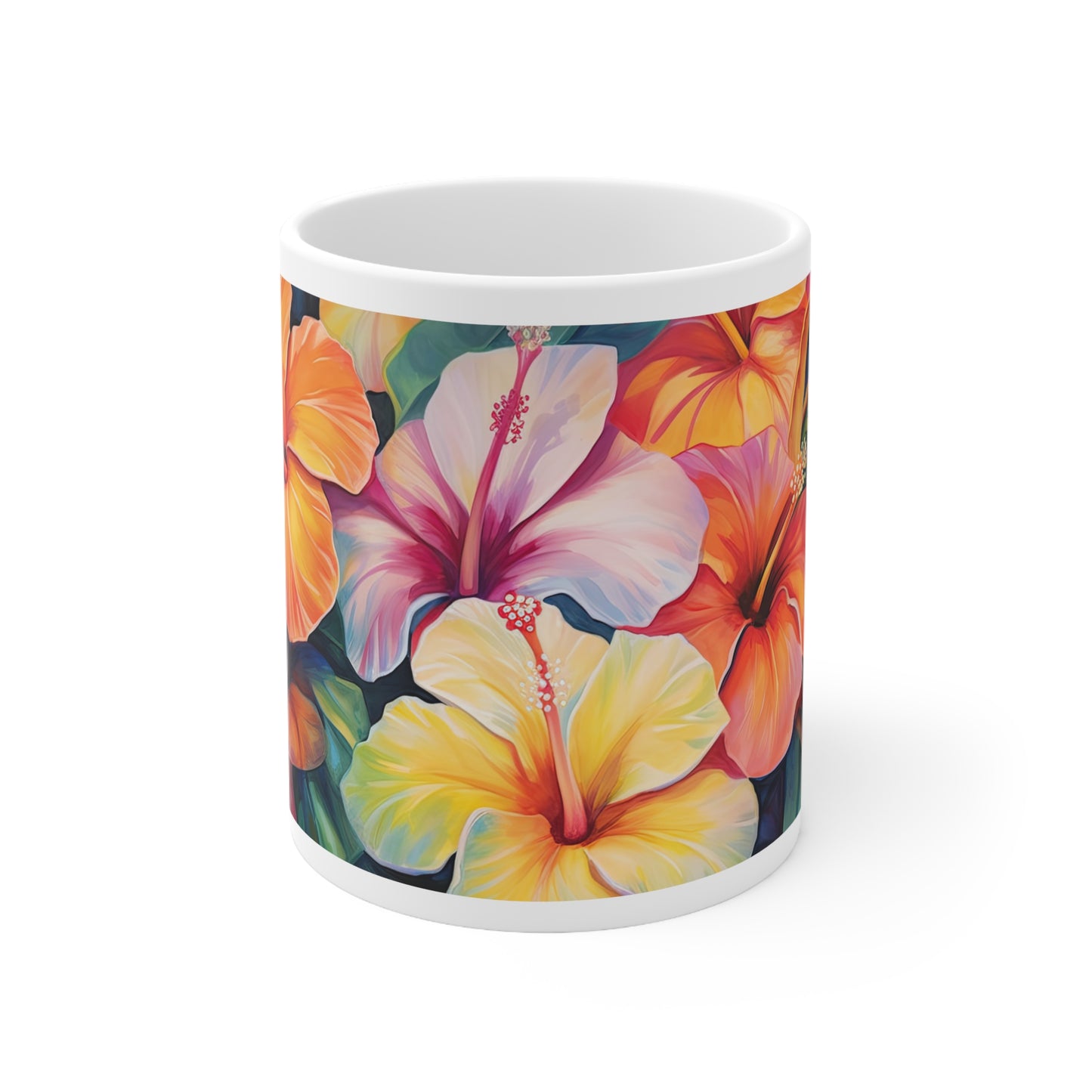 Colorful Hibiscus Flowers - Ceramic Mug 11oz