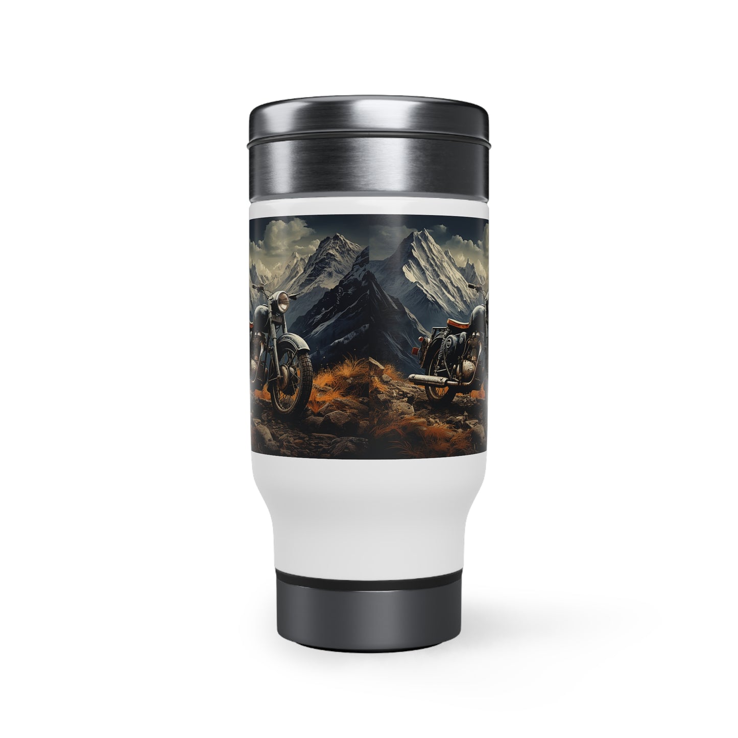 Vintage Motorcycle - Stainless Steel Travel Mug with Handle, 14oz