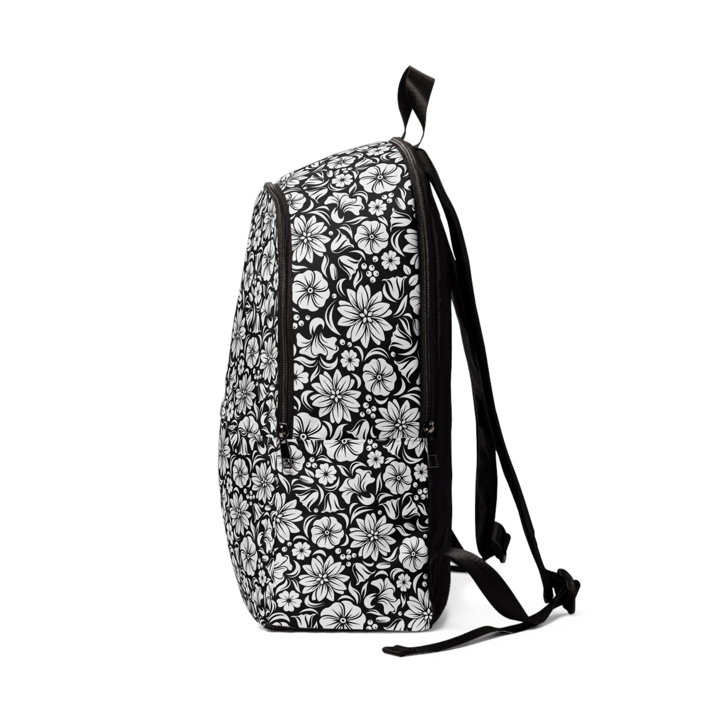Floral Black and White - Fabric Backpack