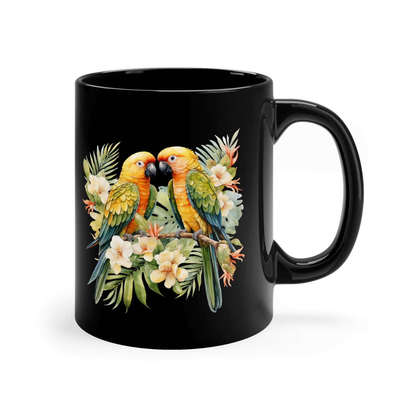 Yellow Tropical Birds - 11oz Black Mug