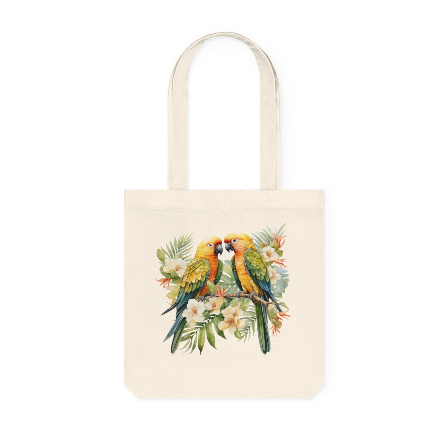 Tropical Birds Yellow - Woven Tote Bag