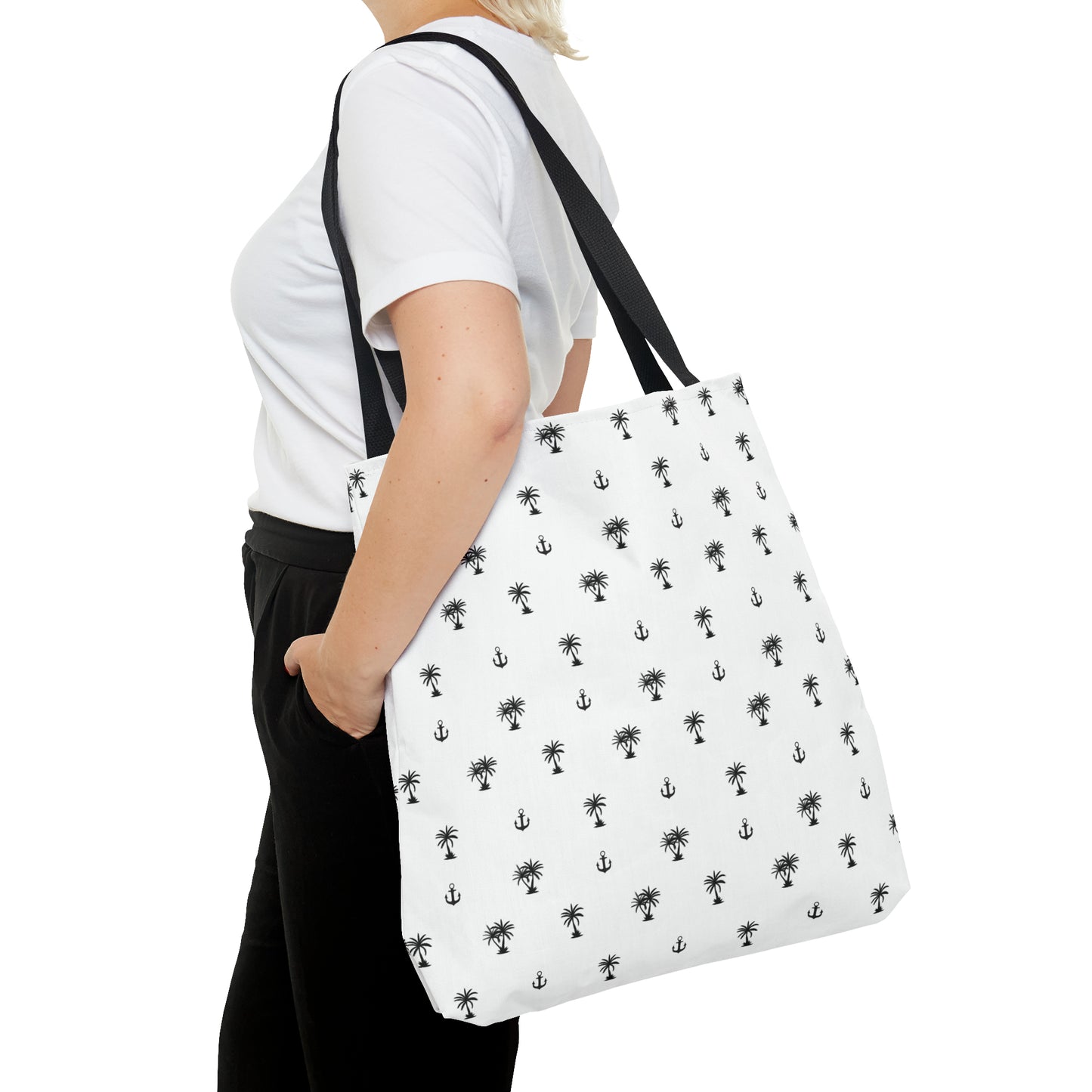 Anchors and Palm Trees Pattern - Tote Bag