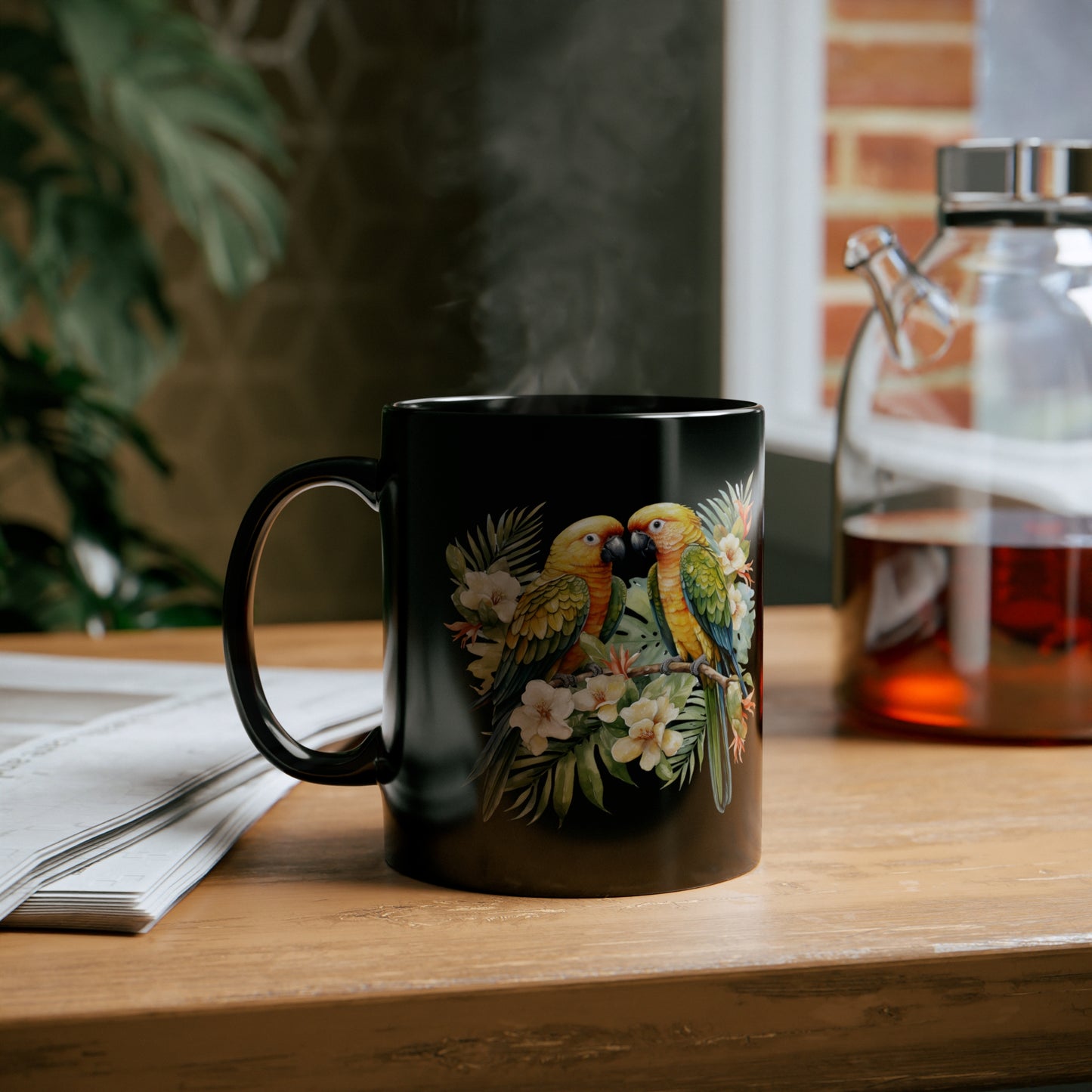Yellow Tropical Birds - 11oz Black Mug