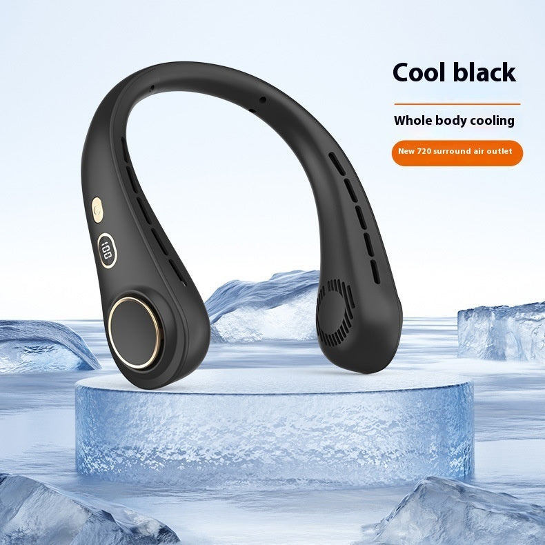 Portable Leaf-free Digital Display Neck Fan