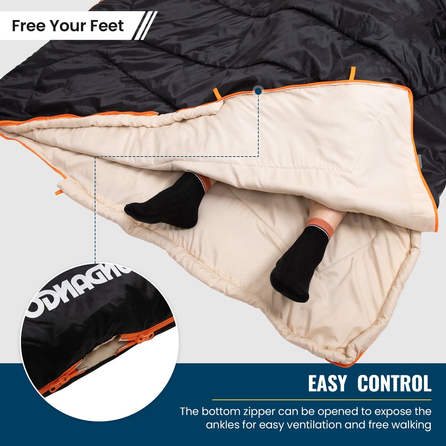 3-In-1 Double Sleeping Bags Lightweight Waterproof Queen Size Sleeping Bag with 2 Pillows for Adult , 39.2°F-62.6°F Black