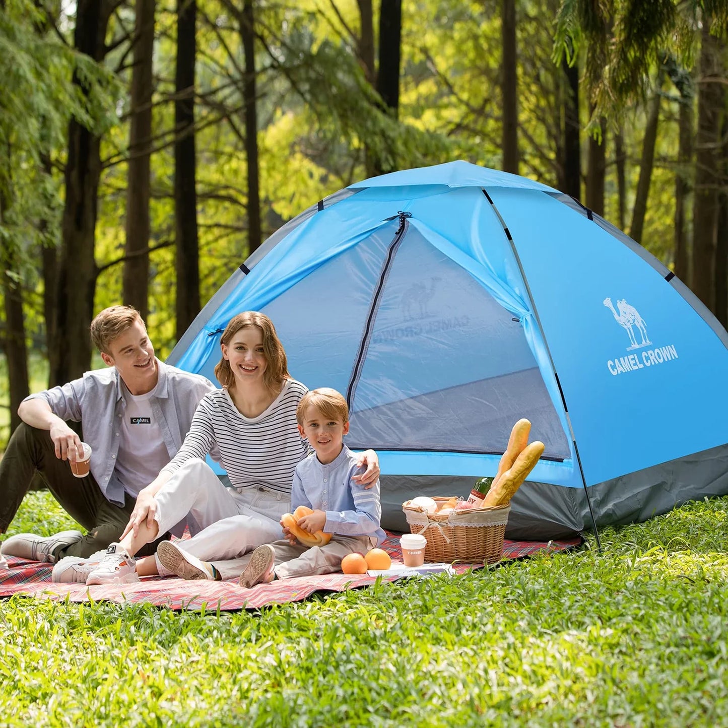 Lightweight 2-Person Camping Tent – Waterproof Dome, Portable Outdoor Emergency Shelter with Easy Setup and Carry Bag (Blue)
