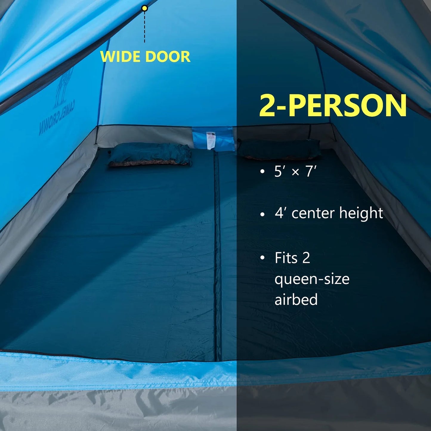 Lightweight 2-Person Camping Tent – Waterproof Dome, Portable Outdoor Emergency Shelter with Easy Setup and Carry Bag (Blue)