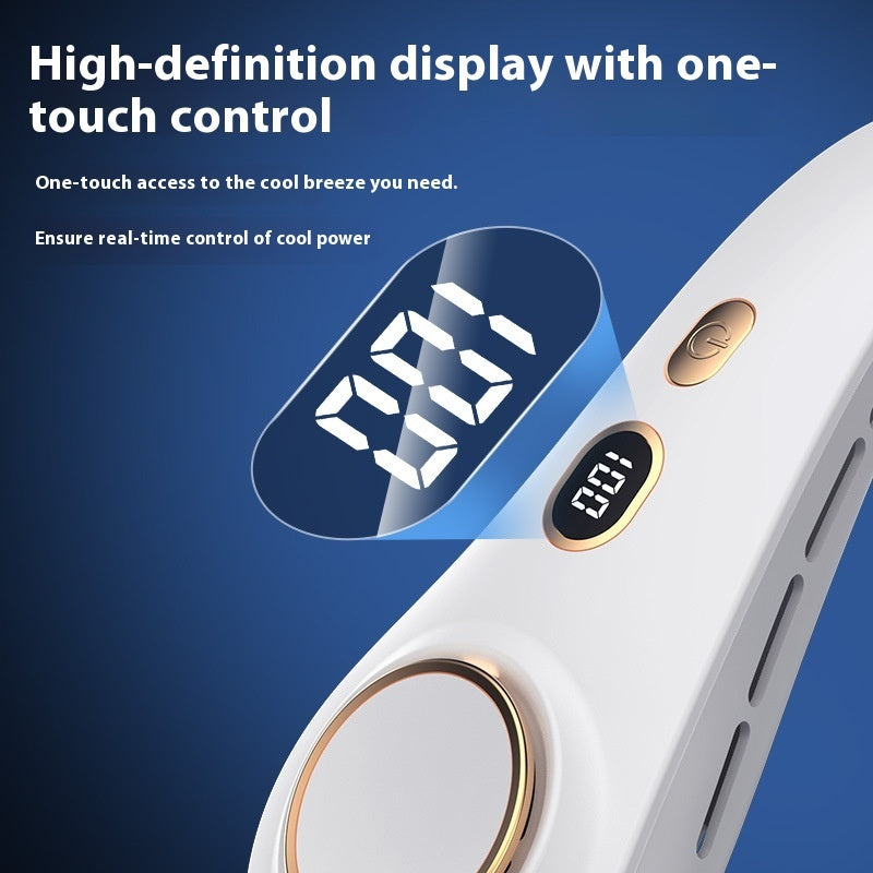 Portable Leaf-free Digital Display Neck Fan