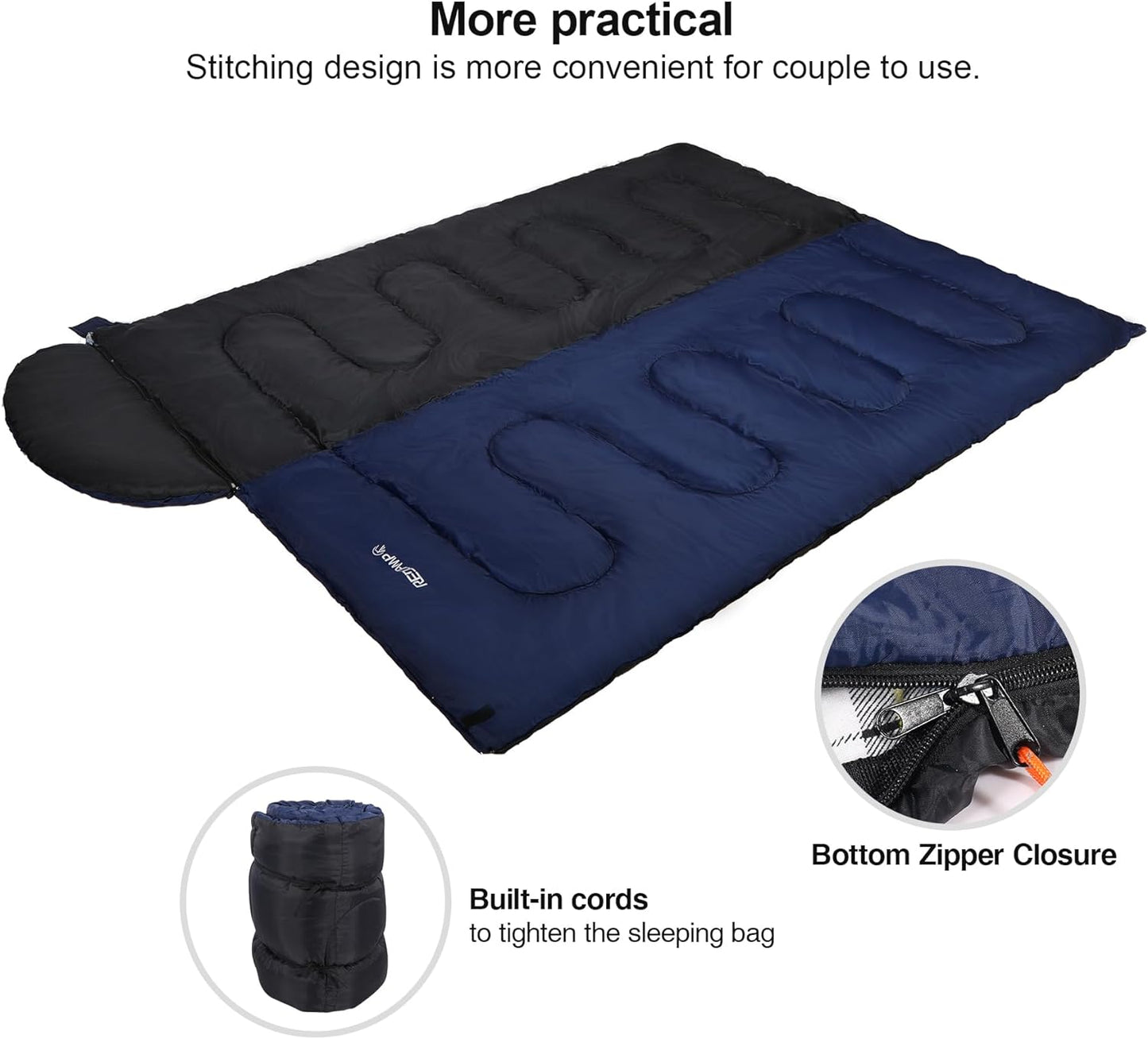 Flannel Sleeping Bag for Adults, Comfortable Cotton Sleeping Bags for Camping with Detachable Hood, Red/Grey/Blue
