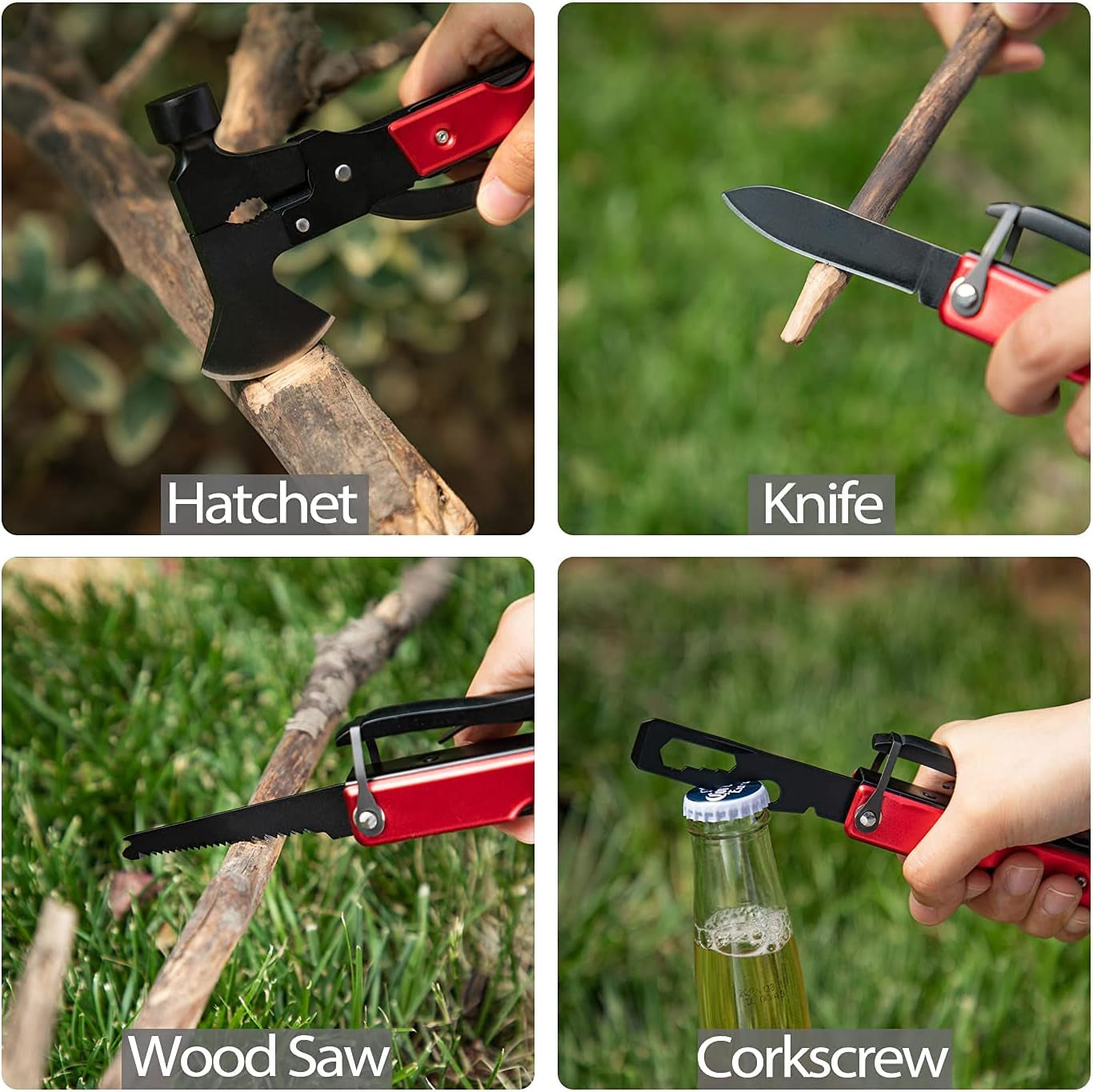 14-in-1 Multitool Camping Gear: Outdoor Hatchet, Axe, Hammer, Saw, Pliers & Knife