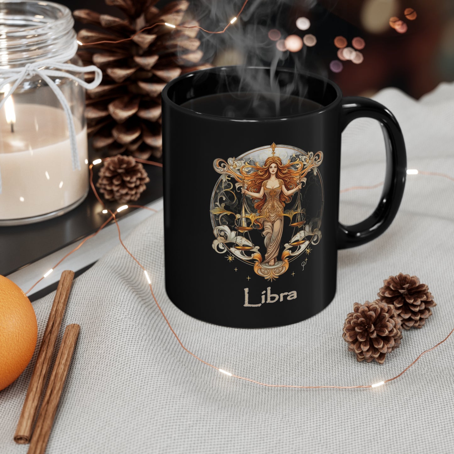 Libra Elegant - 11oz Black Mug