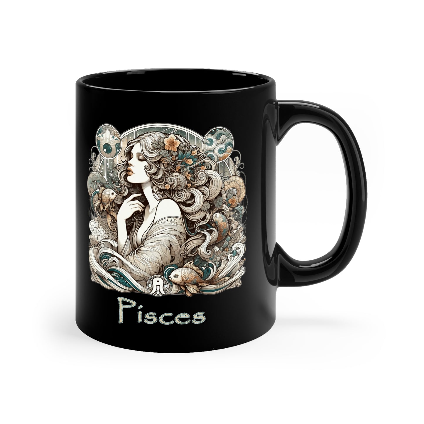 Pisces Elegant - 11oz Black Mug