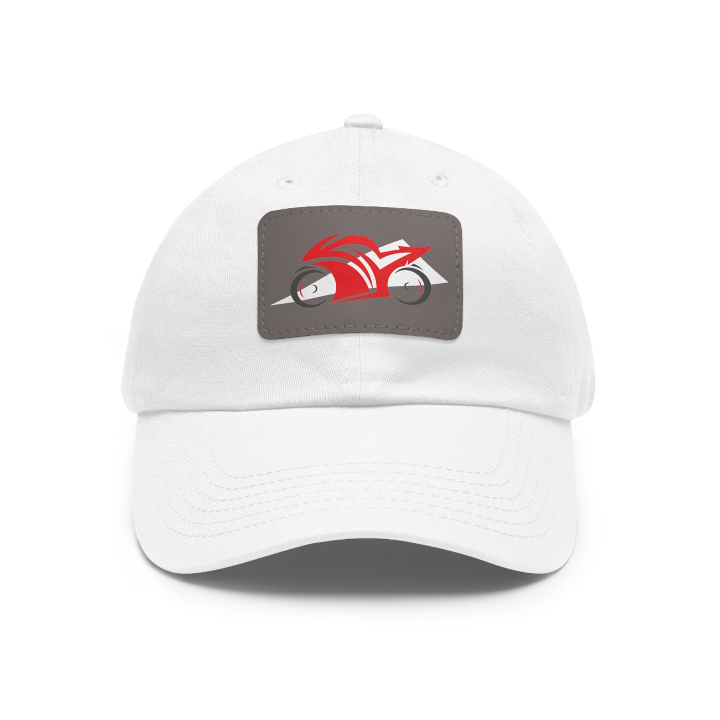 Red Sportbike - Hat with Rectangle Leather Patch