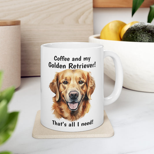 Coffee and My Golden Retriever - Ceramic Mug 11oz