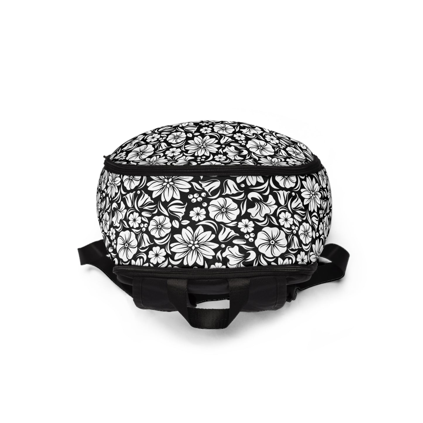 Floral Black and White - Fabric Backpack