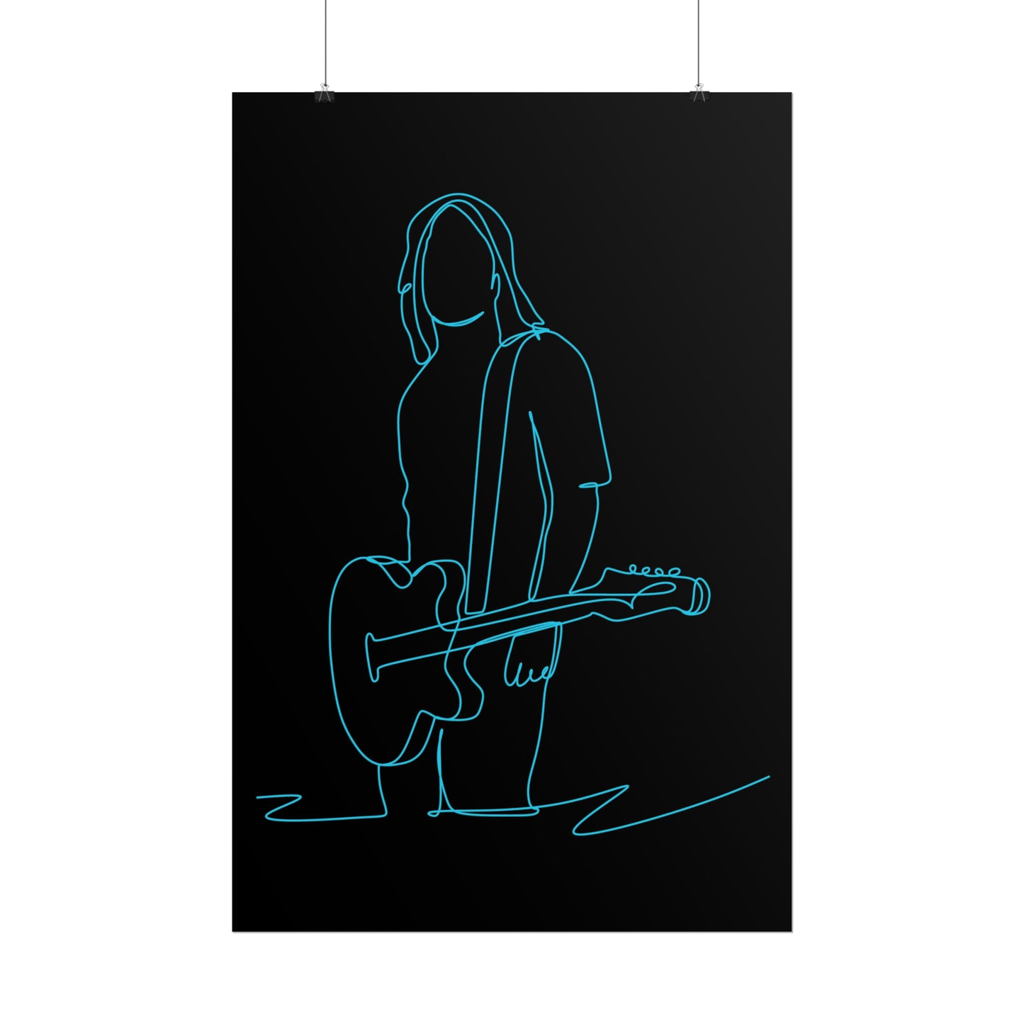Guitarist Line Drawing - Rolled Poster