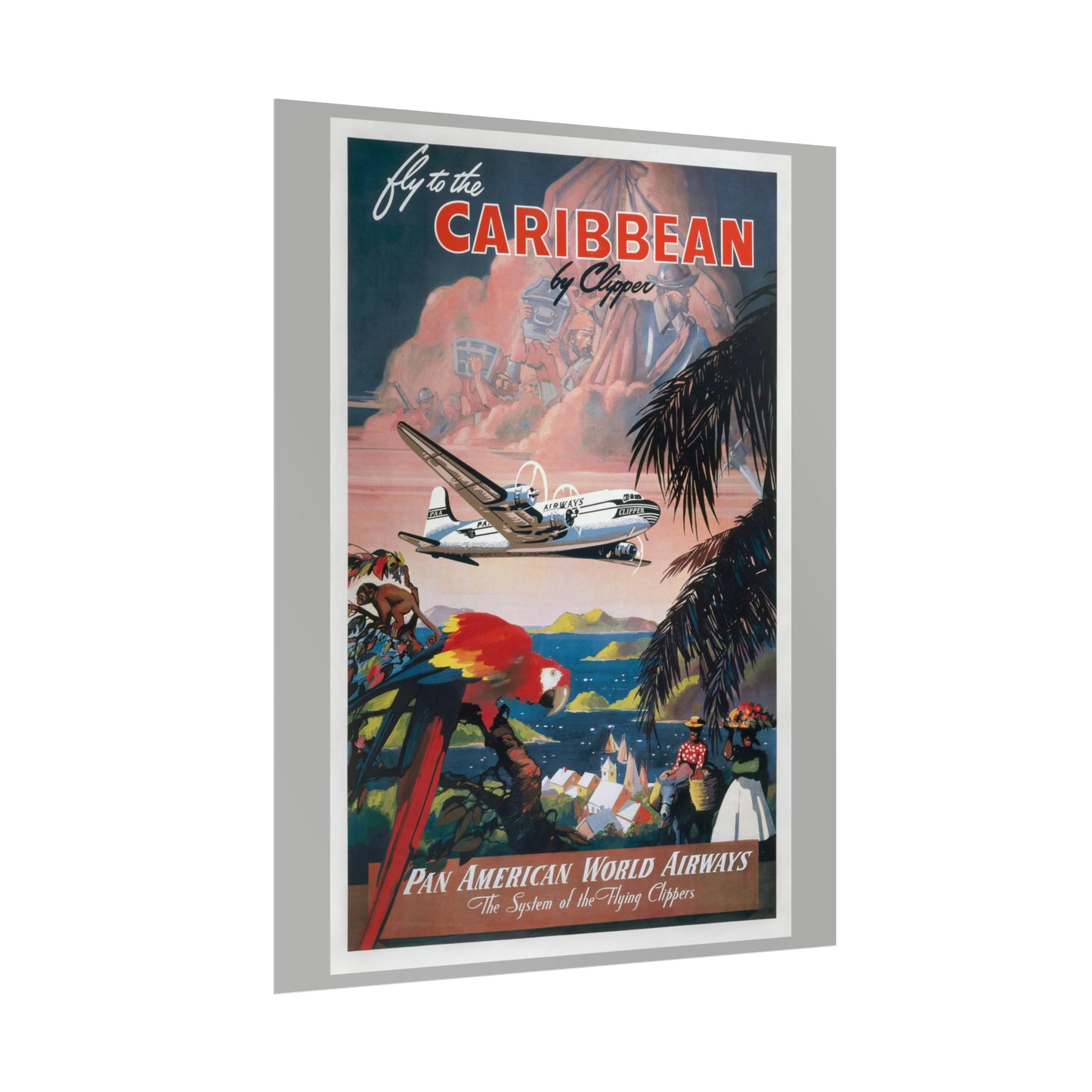 Vintage Travel Poster - Caribbean - Rolled Poster