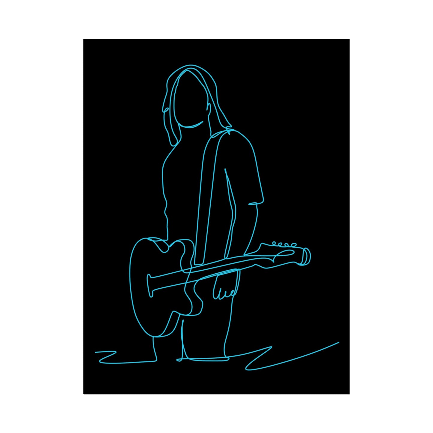 Guitarist Line Drawing - Rolled Poster