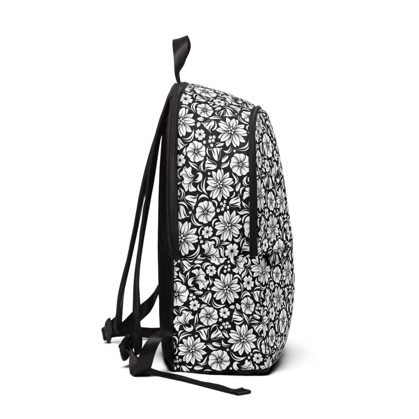 Floral Black and White - Fabric Backpack