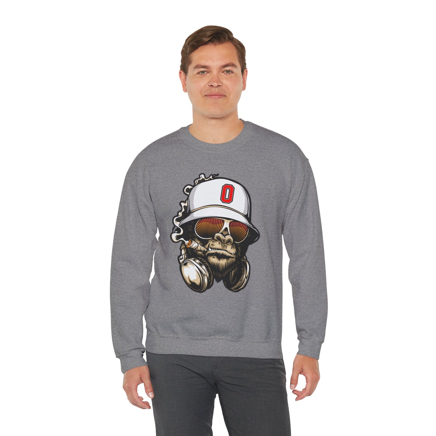 Gorilla Smoking (O) - Heavy Blend™ Crewneck Sweatshirt