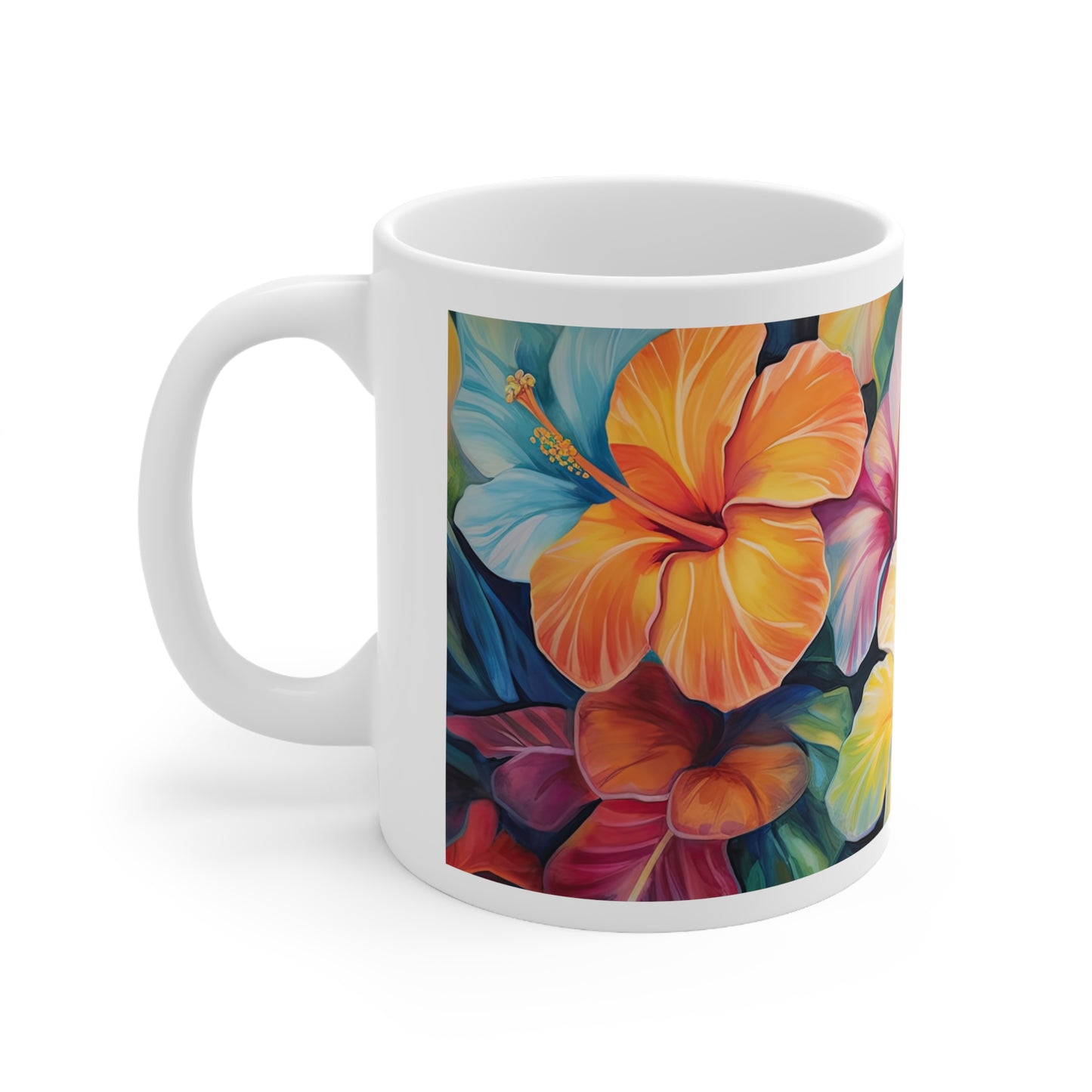 Colorful Hibiscus Flowers - Ceramic Mug 11oz