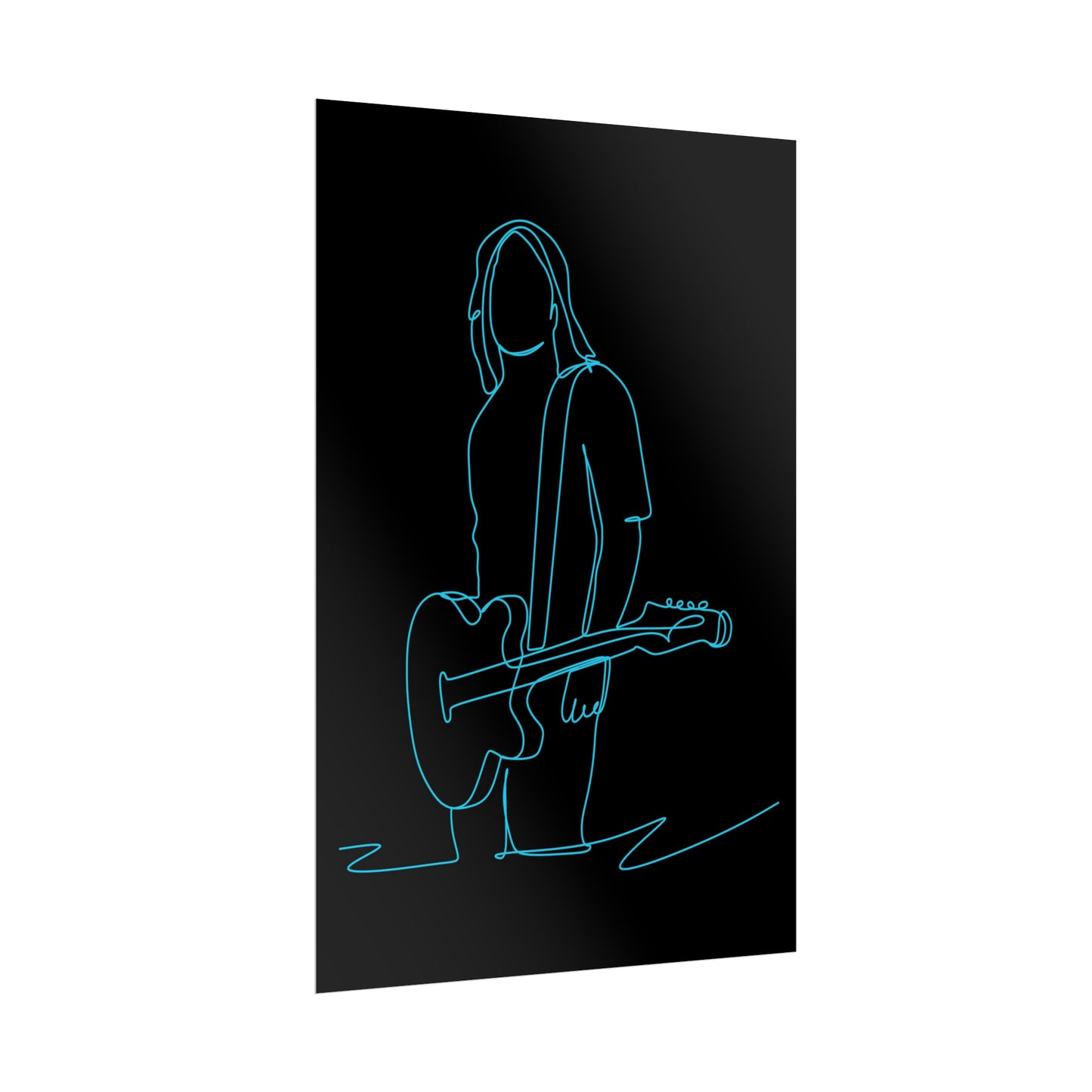 Guitarist Line Drawing - Rolled Poster