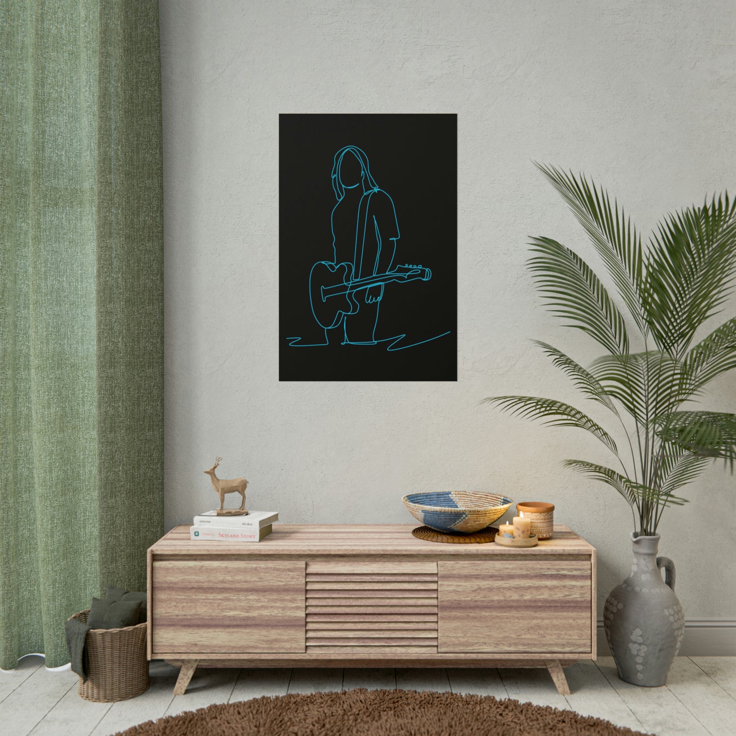 Guitarist Line Drawing - Rolled Poster
