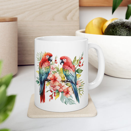 Colorful Tropical Birds - Ceramic Mug 11oz