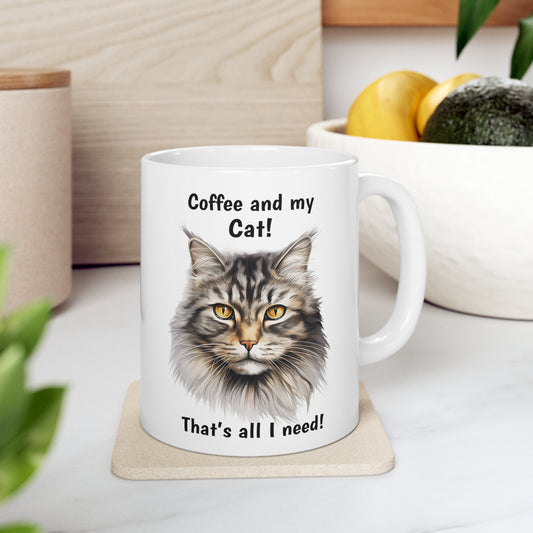 Coffee and My Cat - Ceramic Mug 11oz