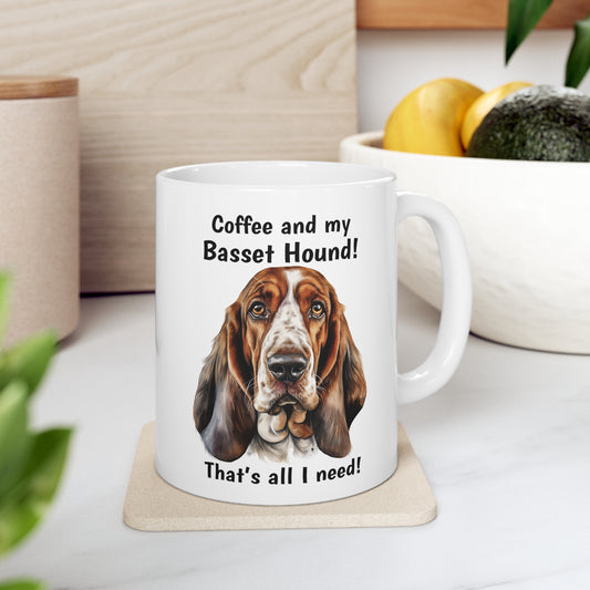 Coffee and My Basset Hound - Ceramic Mug 11oz