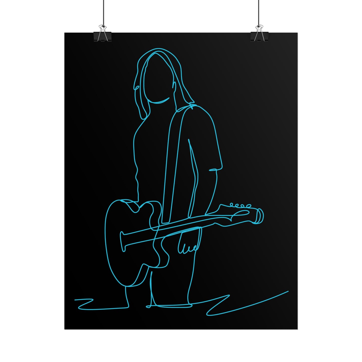 Guitarist Line Drawing - Rolled Poster