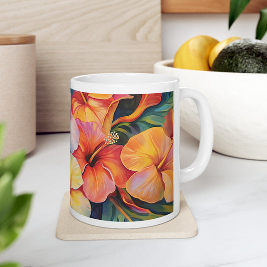 Colorful Hibiscus Flowers - Ceramic Mug 11oz