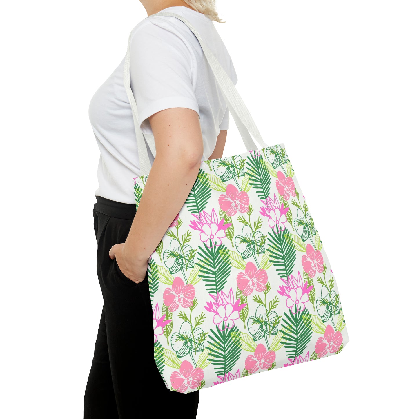 Pink and Green Tropical Print - Tote Bag