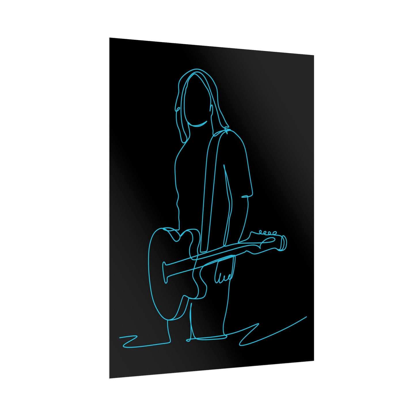 Guitarist Line Drawing - Rolled Poster