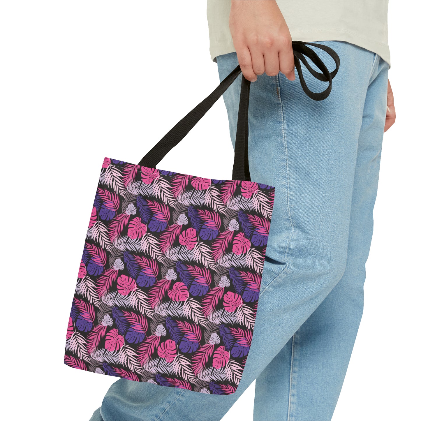 Pink and Purple Palm Leaves - Tote Bag
