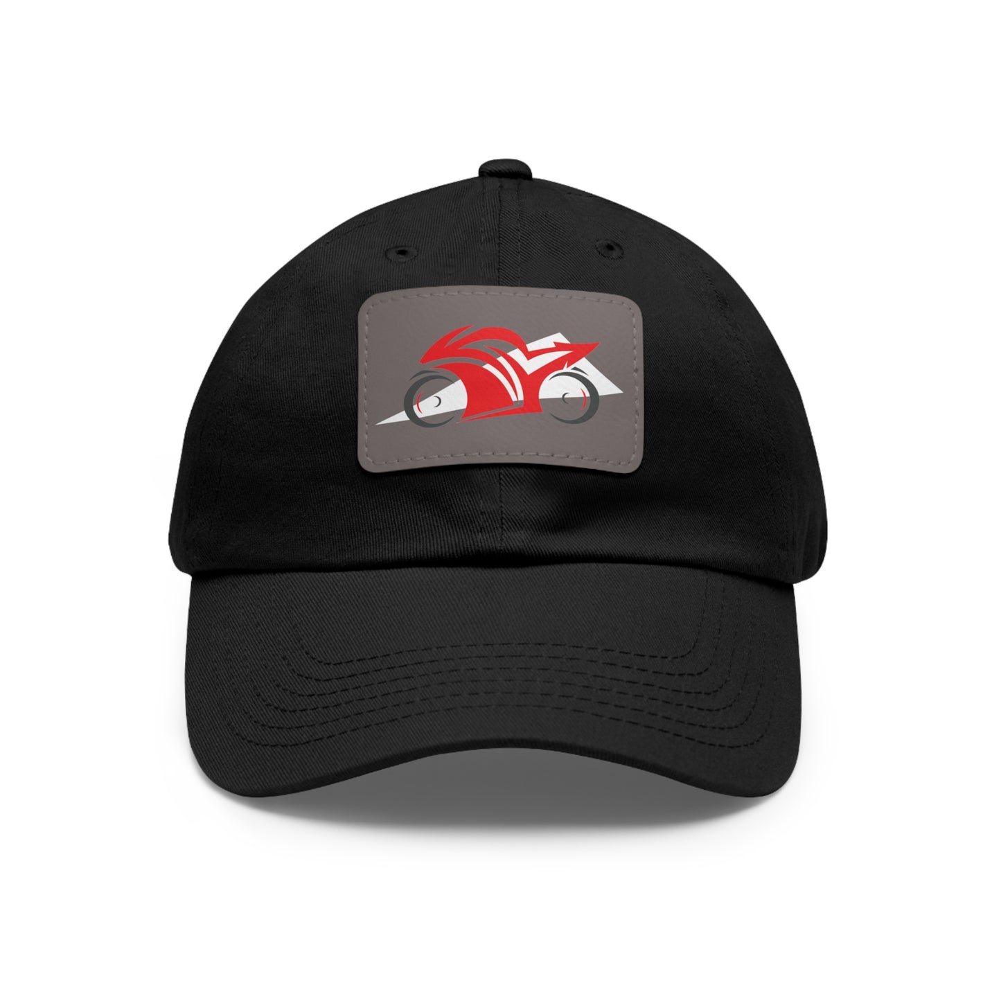 Red Sportbike - Hat with Rectangle Leather Patch