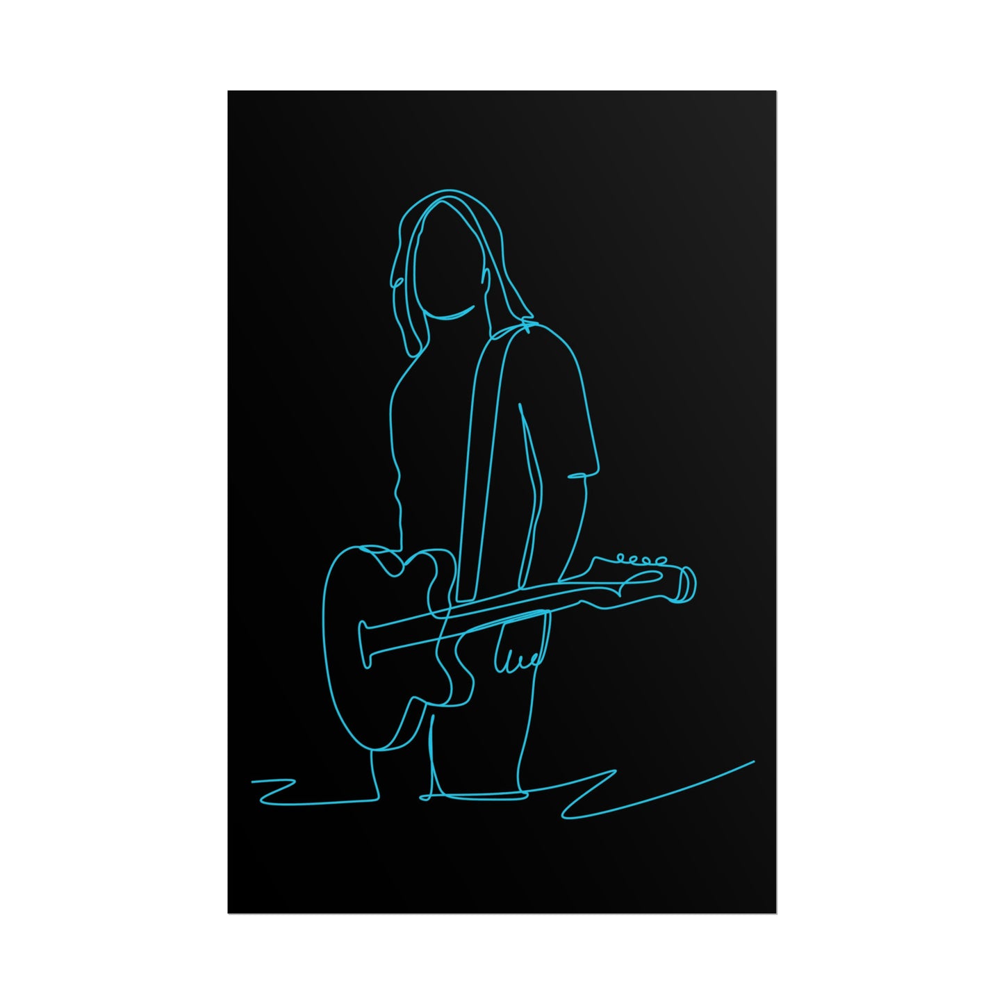Guitarist Line Drawing - Rolled Poster
