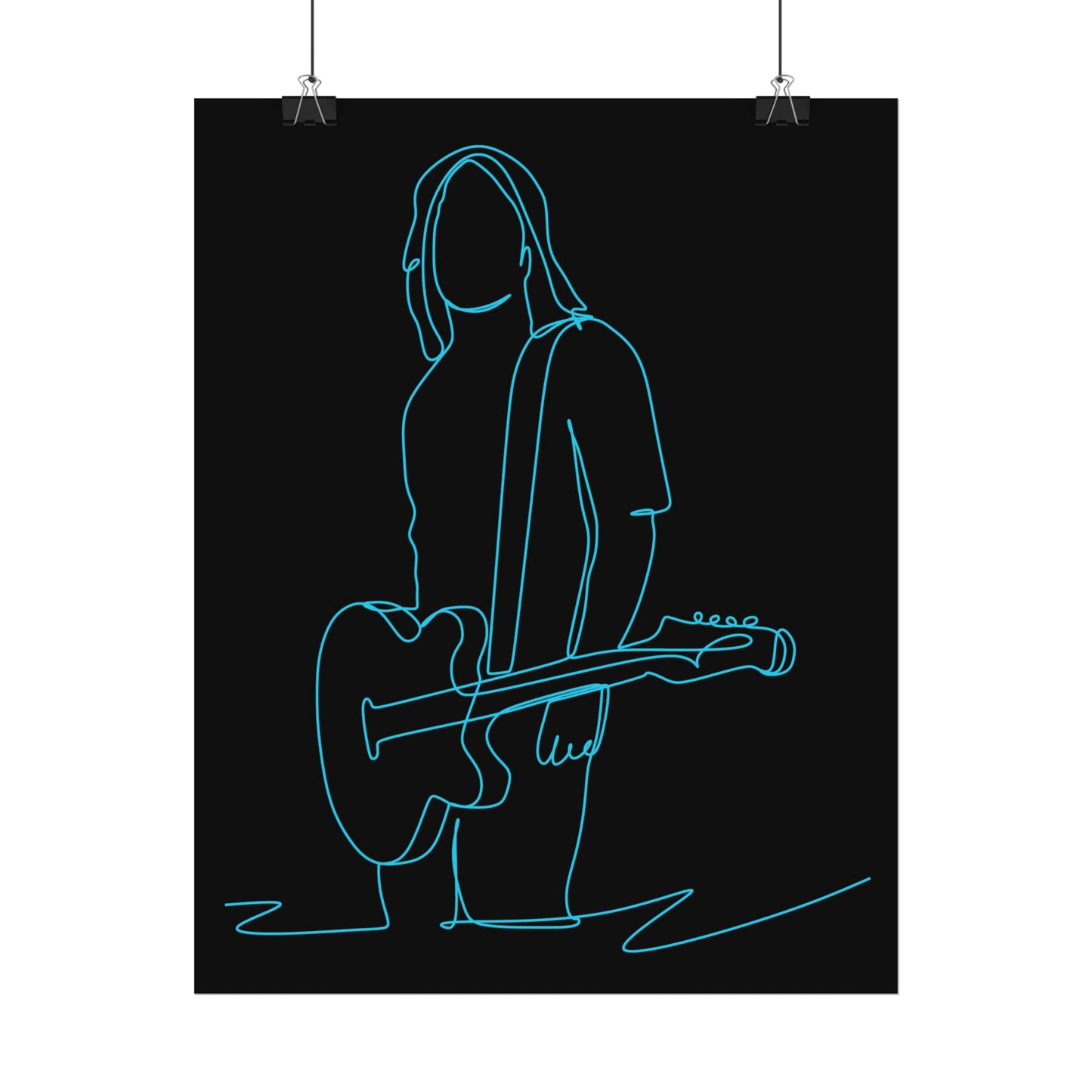 Guitarist Line Drawing - Rolled Poster