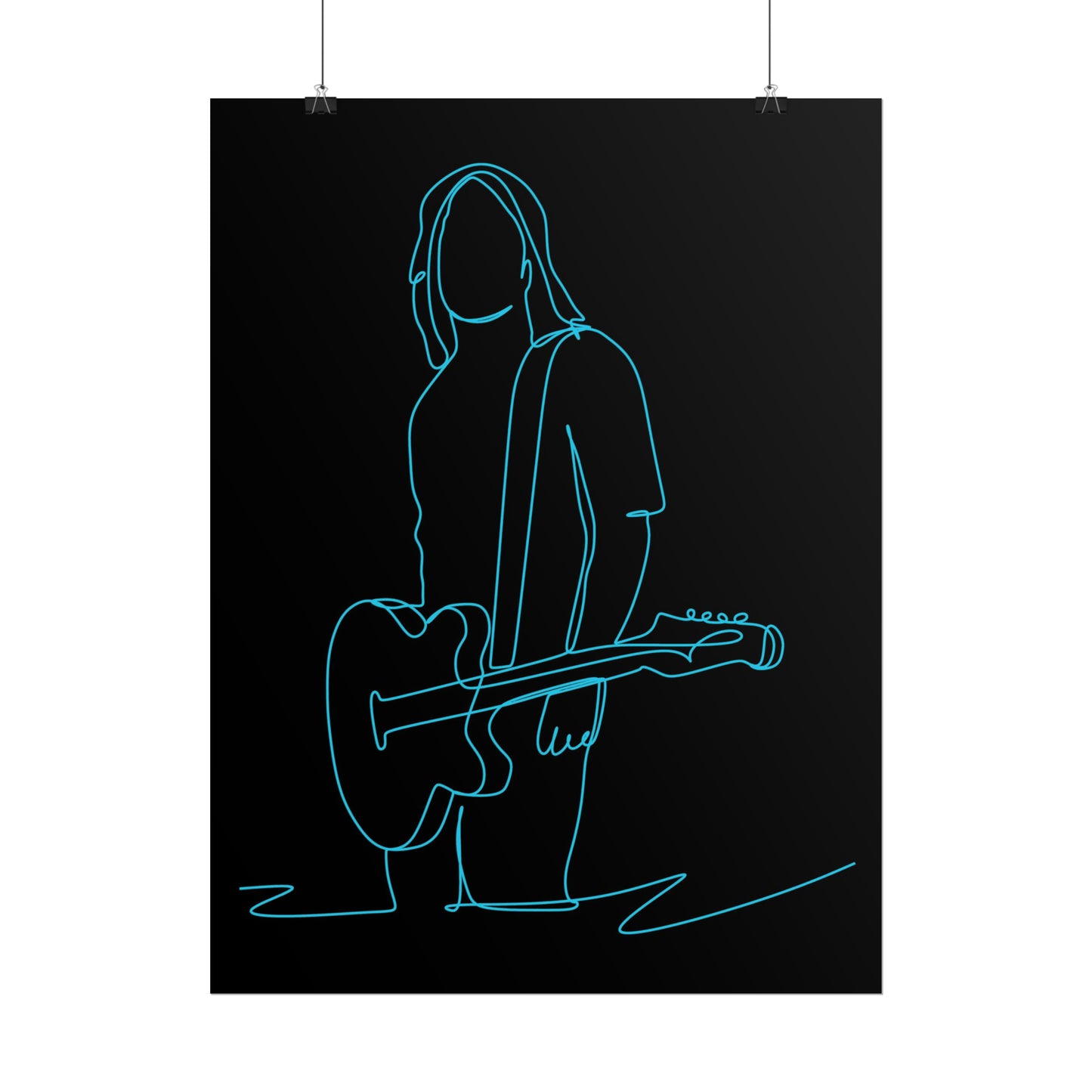 Guitarist Line Drawing - Rolled Poster