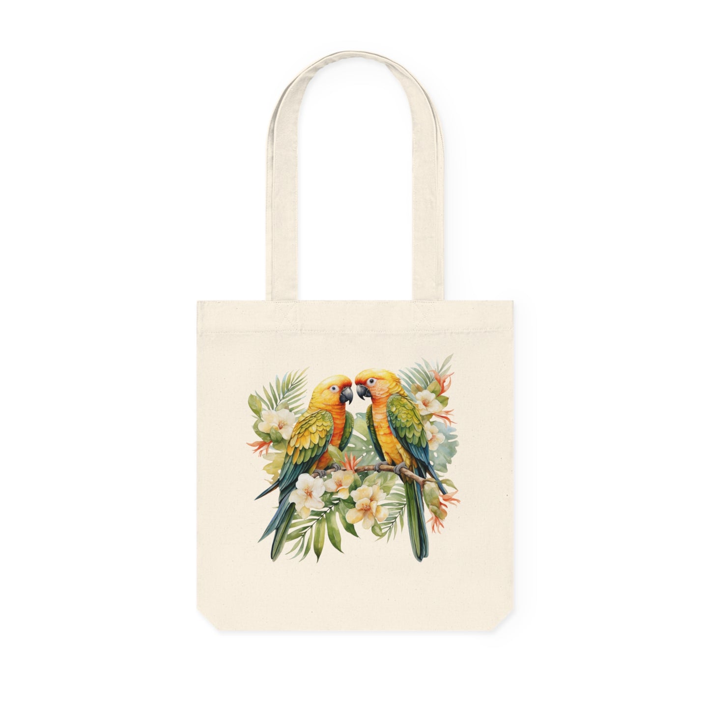 Tropical Birds Yellow - Woven Tote Bag